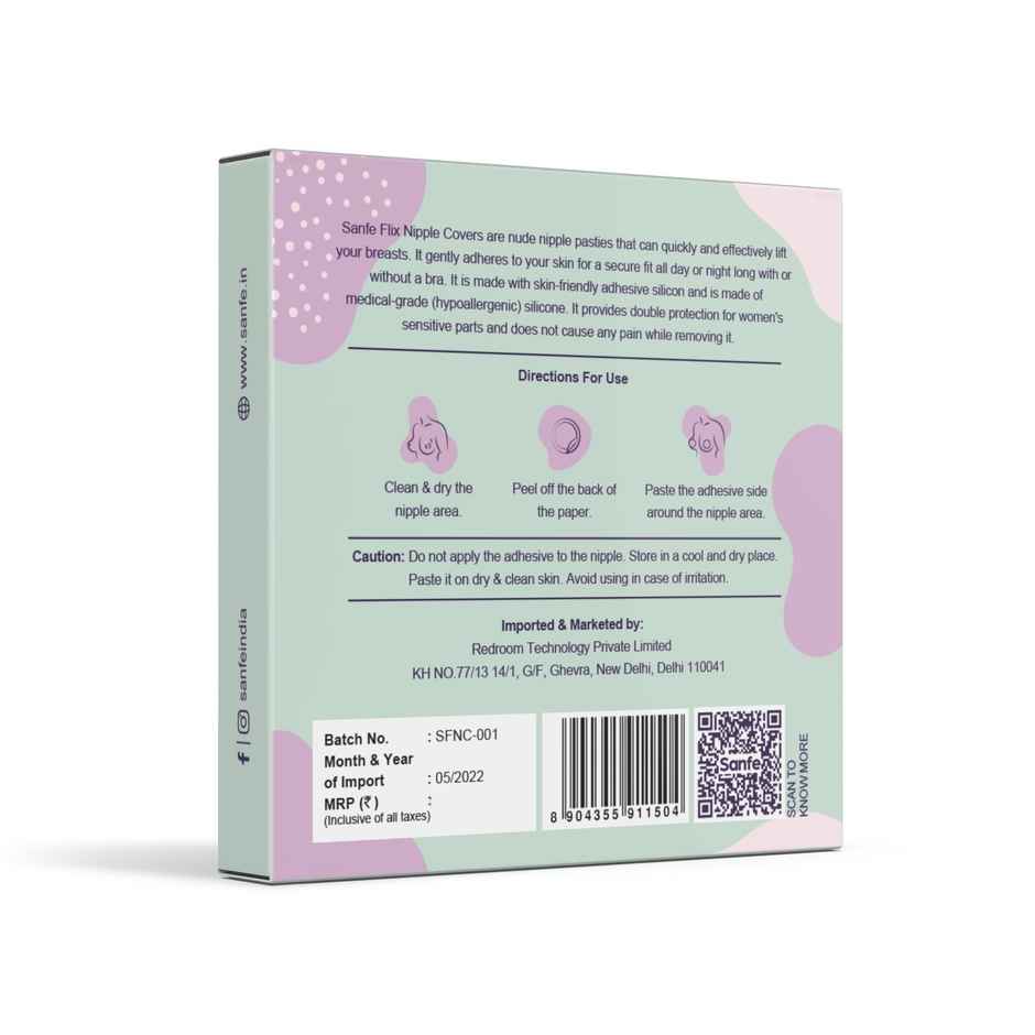 Sanfe Flix Cotton Nipple Covers 10 Breathable Nipple Pasties No Show Bra For Women Disposable White