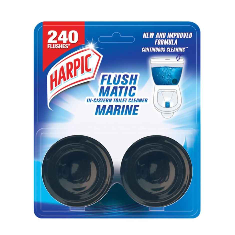 Harpic Disinfectant Toilet Cleaner Liquid Original 1 L(1l) & Harpic Flushmatic In-Cistern Toilet Cleaner Blocks Marine 100 Gram(100gms) Combo