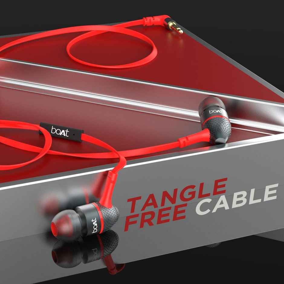 boAt Bassheads 225 in-Ear Wired Headphones with Mic, 3.5mm Audio Jack - Red