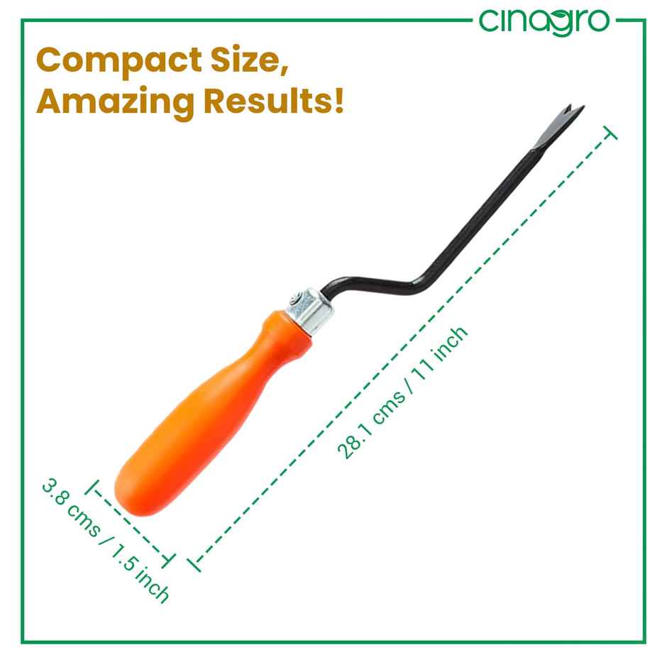 Cinagro Hand Weeder - Weed Remover Garden Tool | Orange Handle, Black Blade