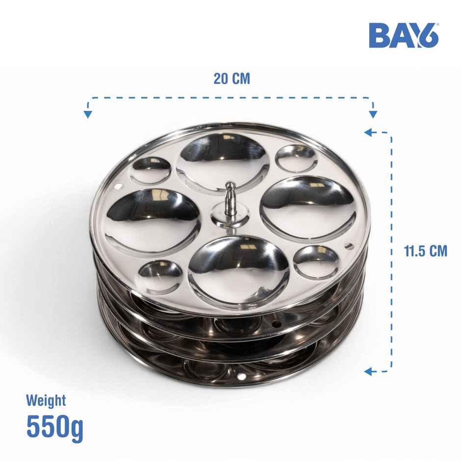 BAY6 Stainless Steel Idli Plate Round - 16 Big & 16 Small Idlis