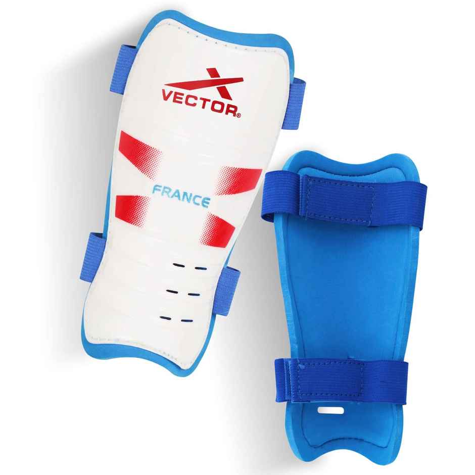 Vector X France Football Shin Guard With Adjustable Velcro Strap | L, France