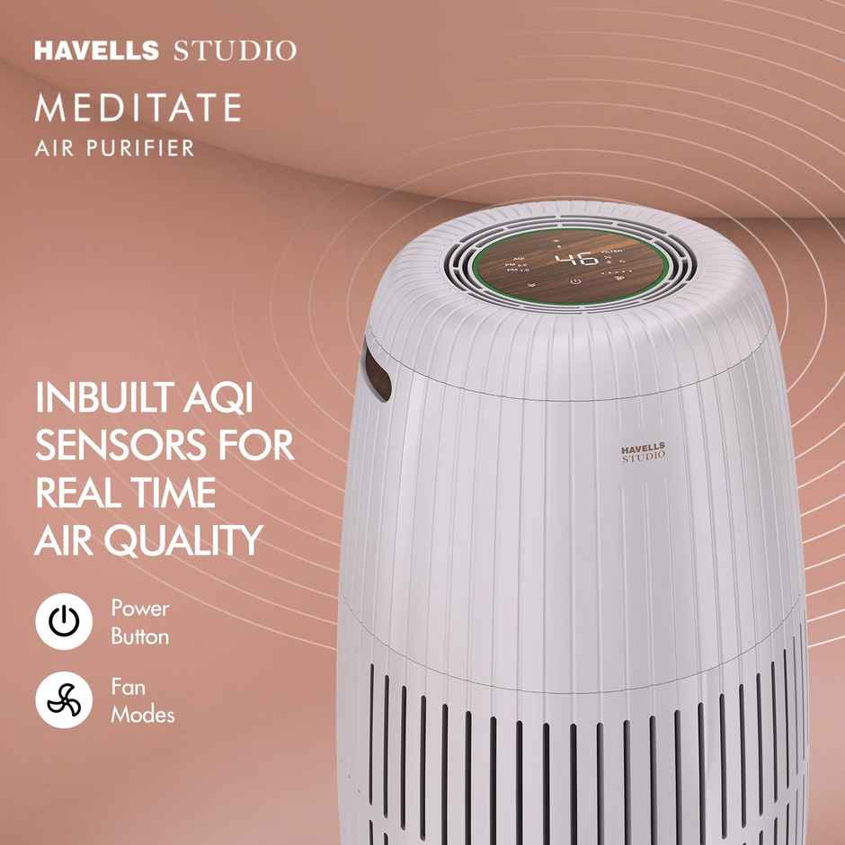 Havells Studio Meditate AP 250 Air purifier with SpaceTech Air Purification Technology |Silver Satin