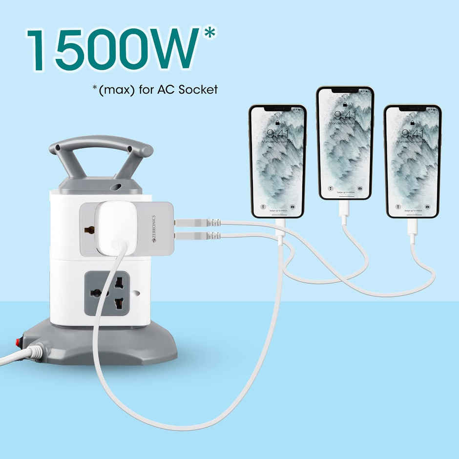 Zebronics MPA10 | Dual USB Adapter & Universal AC Wall Charger | 1500W AC + 15W DC | USB | White