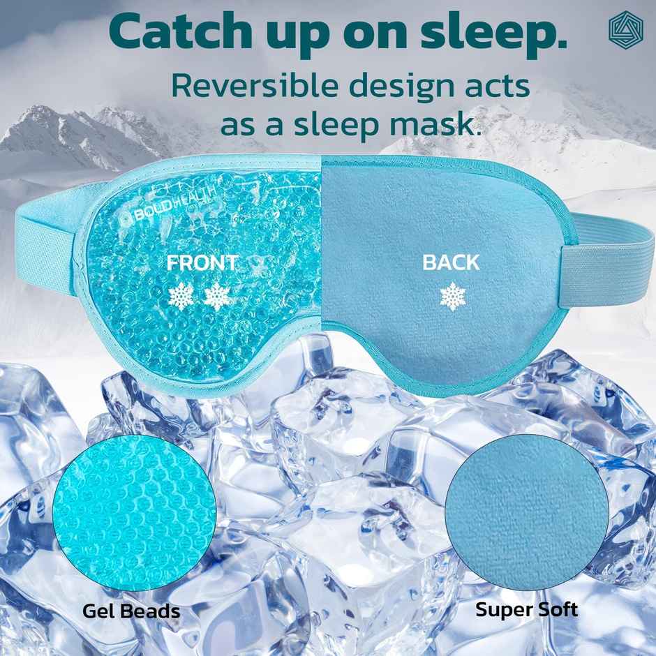 Boldfit Boldhealth Eye Mask Cooling Gel With Beads For Dark Circles, Dry Cooling Eyes -Aqua Green