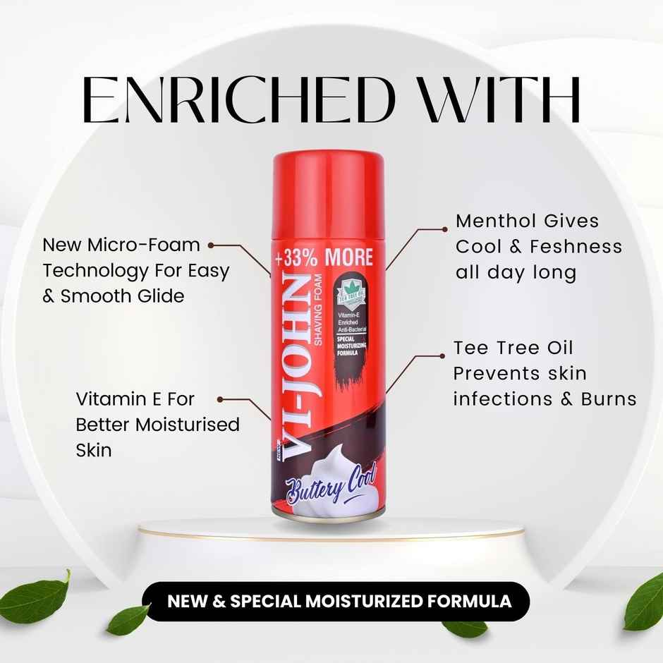 VI-JOHN Special Moisturizing formula Shaving Foam with Vitamin & Anti-Bacterial Properties 400g