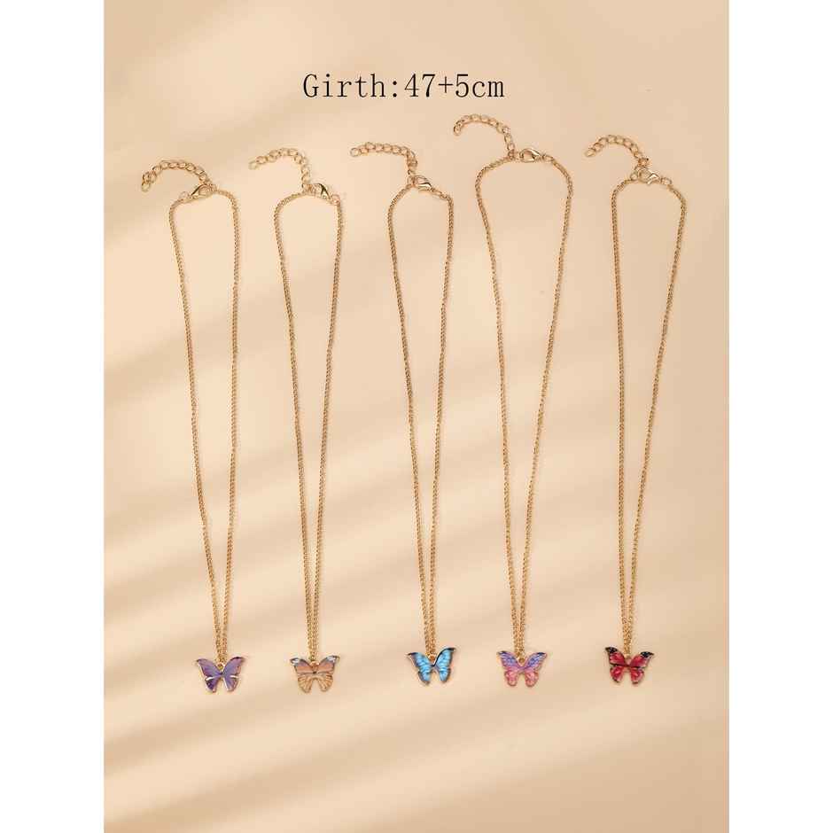 Shining Diva Fashion 5 Pcs Stylish Butterfly Jewellery Necklace Set for Women and Girls | 15200np