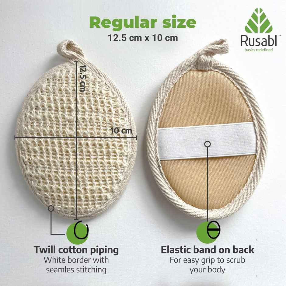 Rusabl Loofah with Natural Ramie Fibers - Oval - 2 Pack
