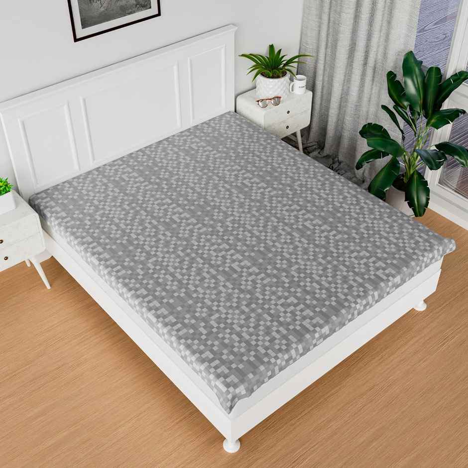 Kuber Industries PVC Double Bed Mattress Protector Check Dustproof | Gray | 80 x 80 in
