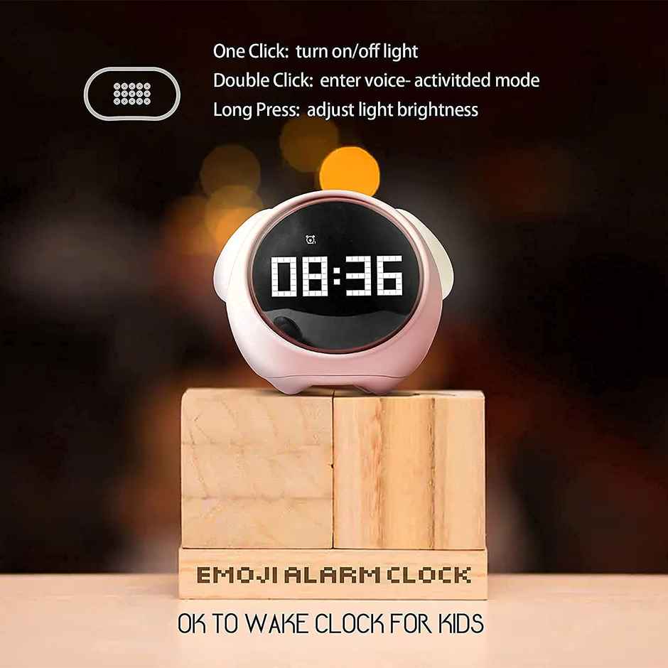 Desidiya Digital Emoji Table Clock | Fun Design | Pink