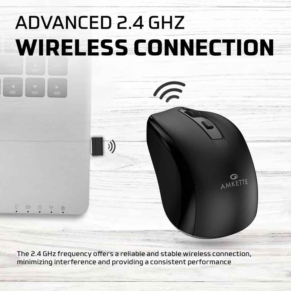 Amkette Hush Pro Astra Wireless Mouse - Black