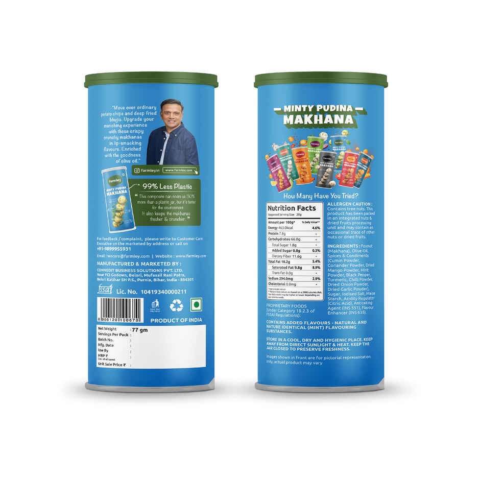 Farmley Minty Pudina Makhana Roasted In Olive Oil Healthy Snacks