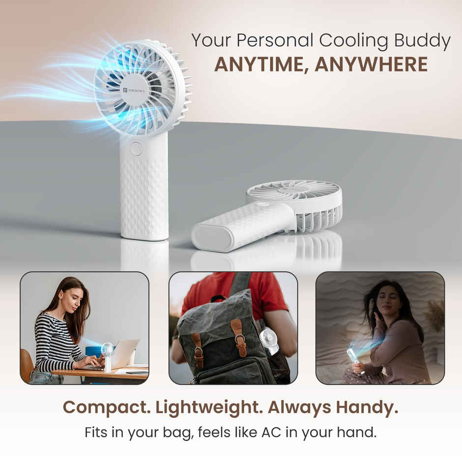 Portronics Toofan Mini 2 HIgh Speed Handheld fan, White