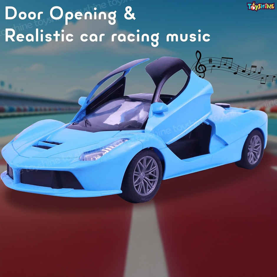 Toyshine 1:14 RC Fast Racing Toy Car with Booster Spray & Opening Doors, Blue