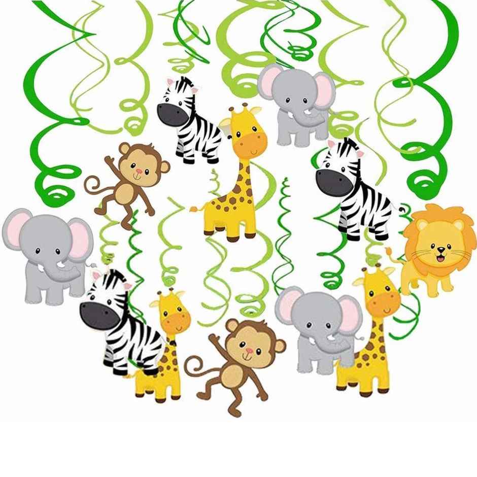 Party Propz Jungle Theme Decoration Swirls Hanging - Pack Of 12