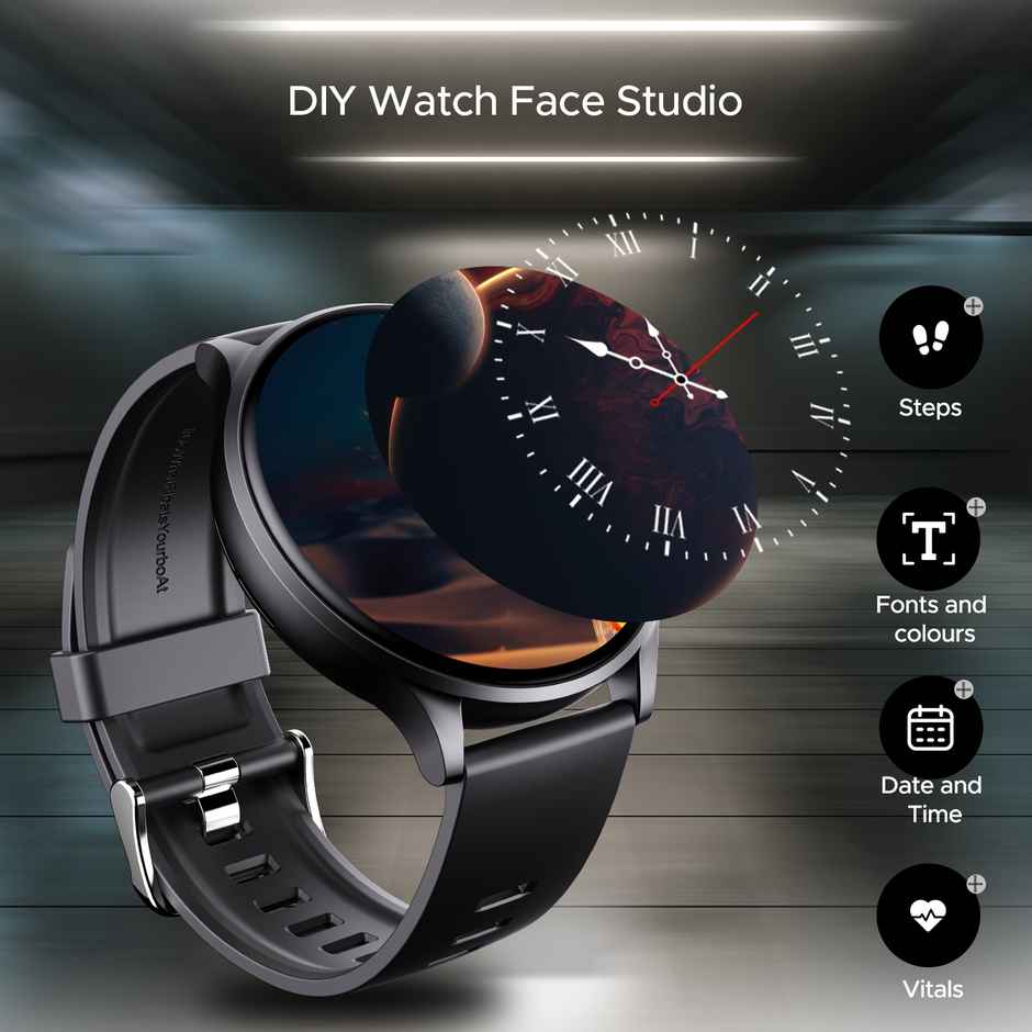 boAt Lunar Prime Smartwatch | 1.43" AMOLED Display | BT Calling - Charcoal Black