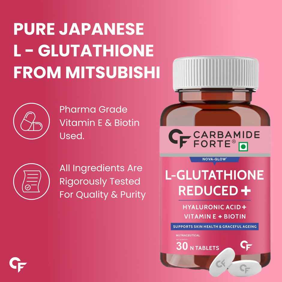 Carbamide Forte Japanese Reduced L Glutathione Tablets 500mg 30 Veg Tablets Each