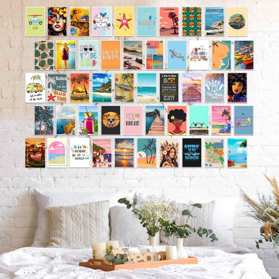 Paper Plane Design Aesthetic Wall Posters Collage 50 Pieces (4 Inch X 6 Inch) D5