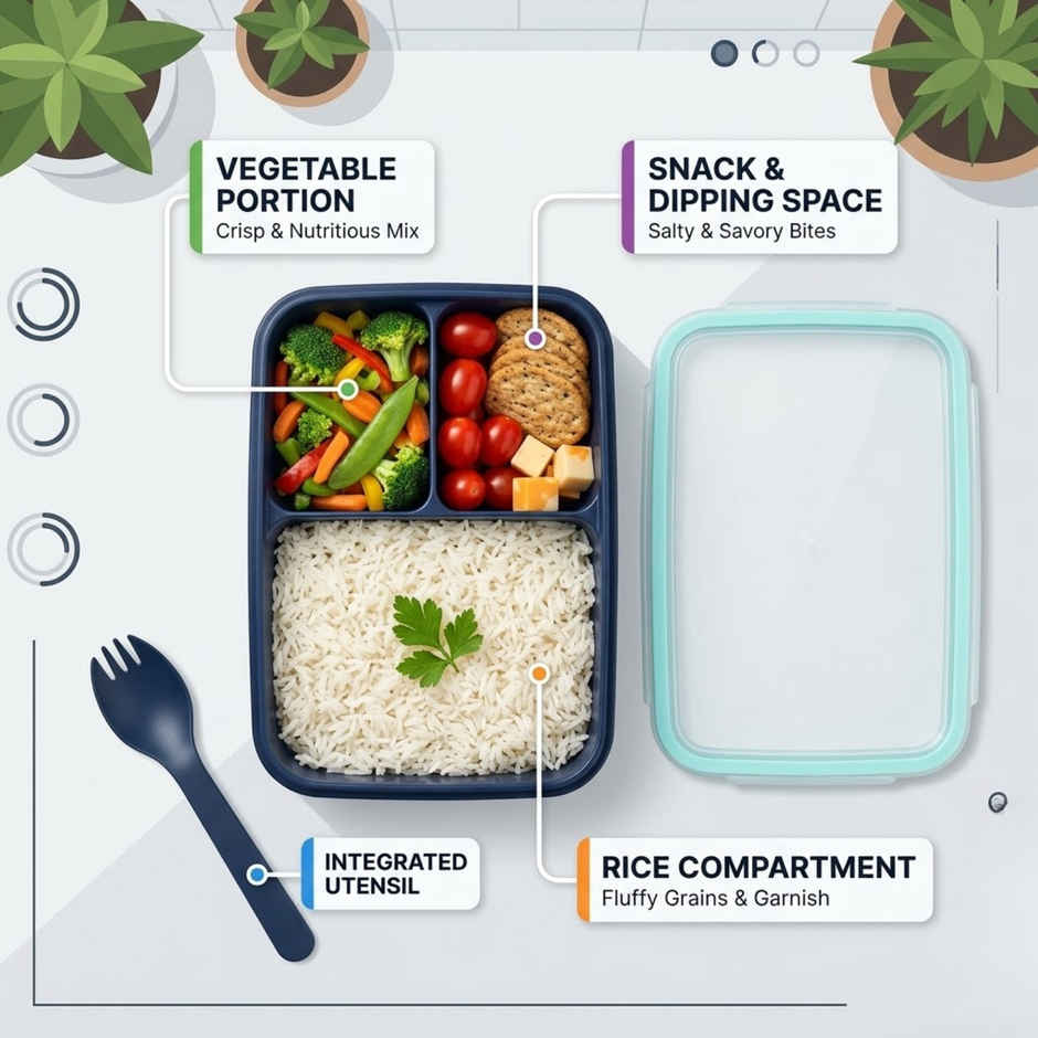 ReeQ Kids Stainless Steel Lunch Box Giraffe Blue Orange