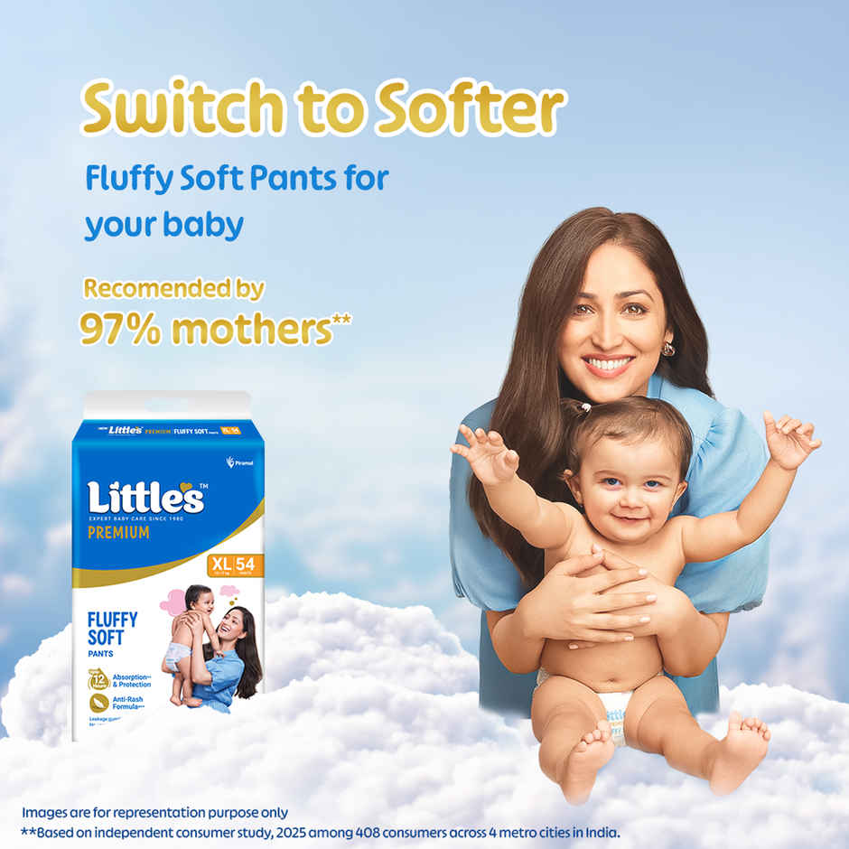 Little's Fluffy Soft Premium Baby Pant Style Diaper | XL | Leakage Free | 54 pcs