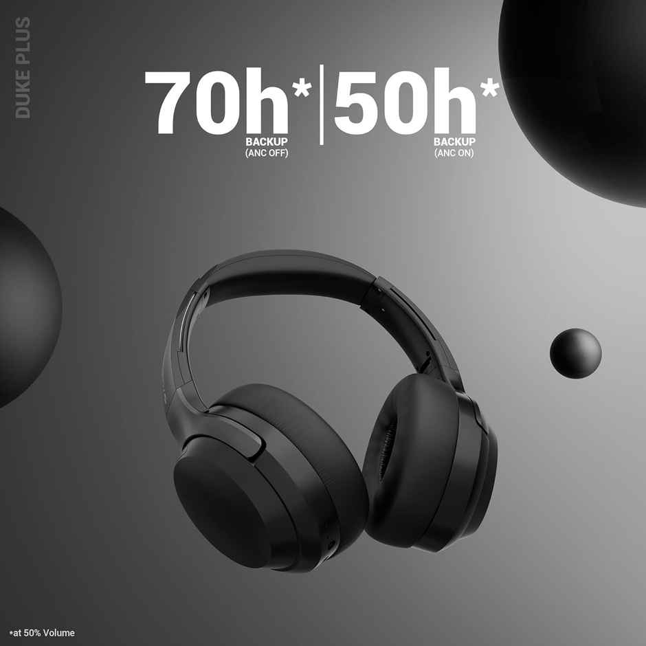 Zebronics Duke Plus BT Headphone, ANC, ENC, Gaming Mode, Dual Pairing, 70H, BT 5.4, AUX (Black)