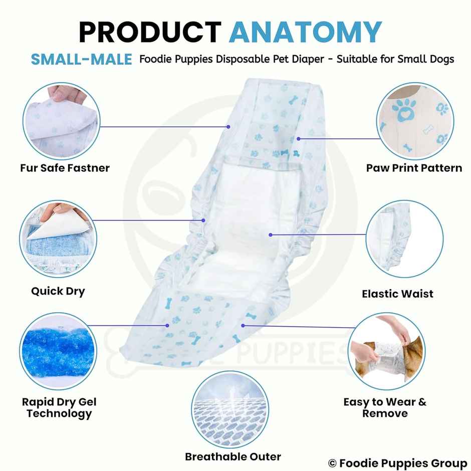 Foodie Puppies Male Dog Disposable Diapers | Small