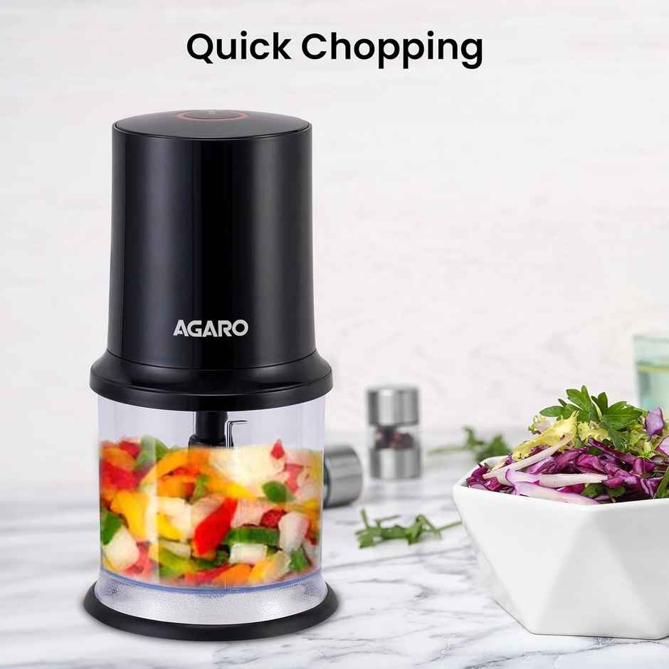 Agaro Elegant Electric Vegetable Chopper, 400 Watts Chop, Mince, Puree Twin Stainless Blade, 500 Ml