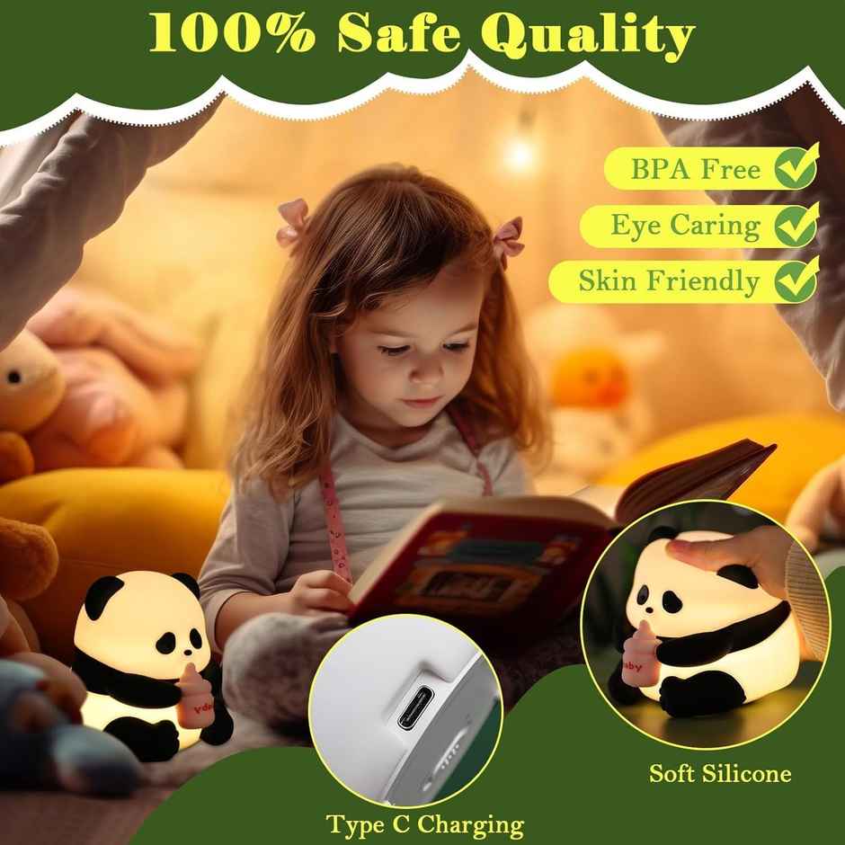 Desidiya Bpa-Free Silicone Baby Panda Night Lamp, Cute Multicolor Lamp