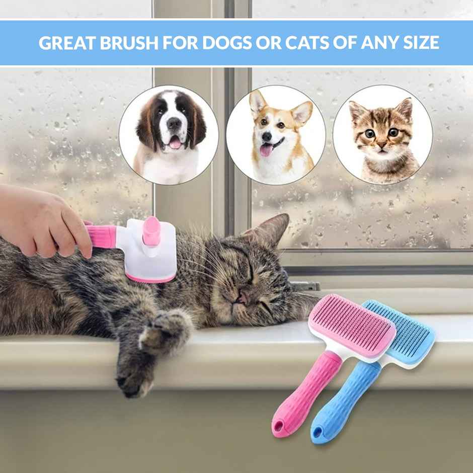 Urbanfix Pet Hair Slicker Brush (Soft Handle - M) for Dogs & Cats Grooming (Colour May Vary)