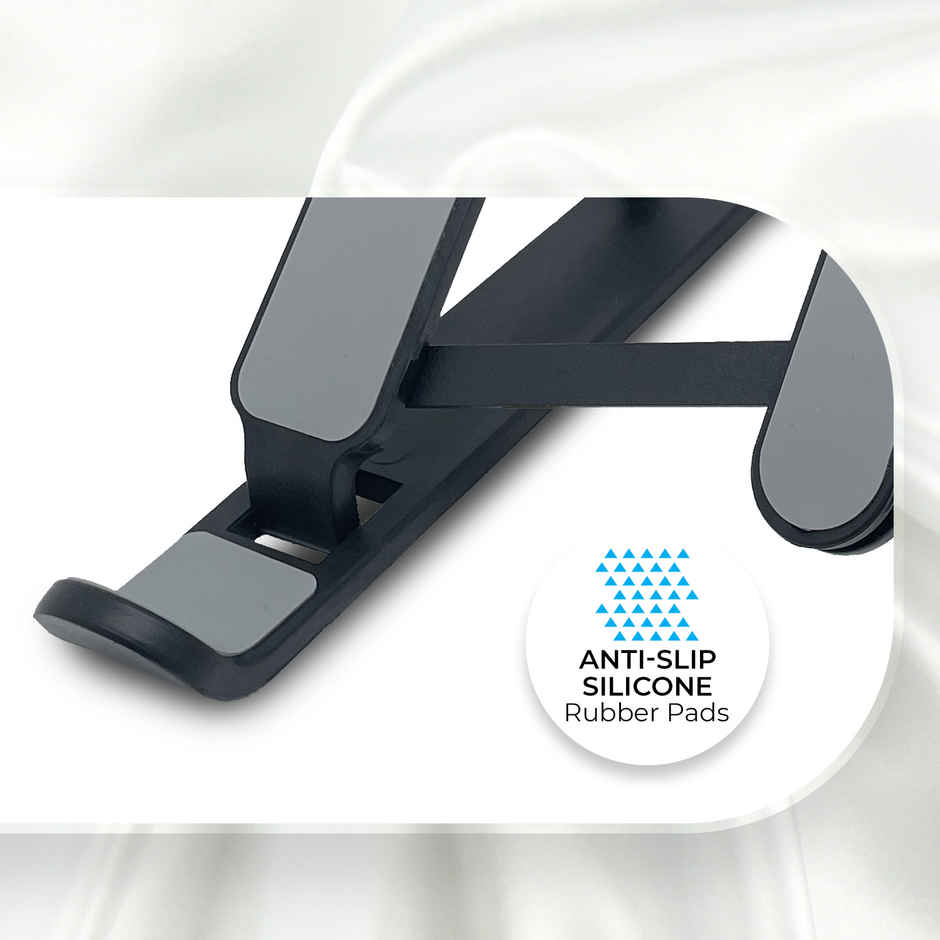 Zebronics -NS1000 Laptop Stand Featuring Foldable Design, Anti-Slip Silicone Rubber Pads, Supports Maximum of 5kgs Weight, 6 Adjustable Levels - Black
