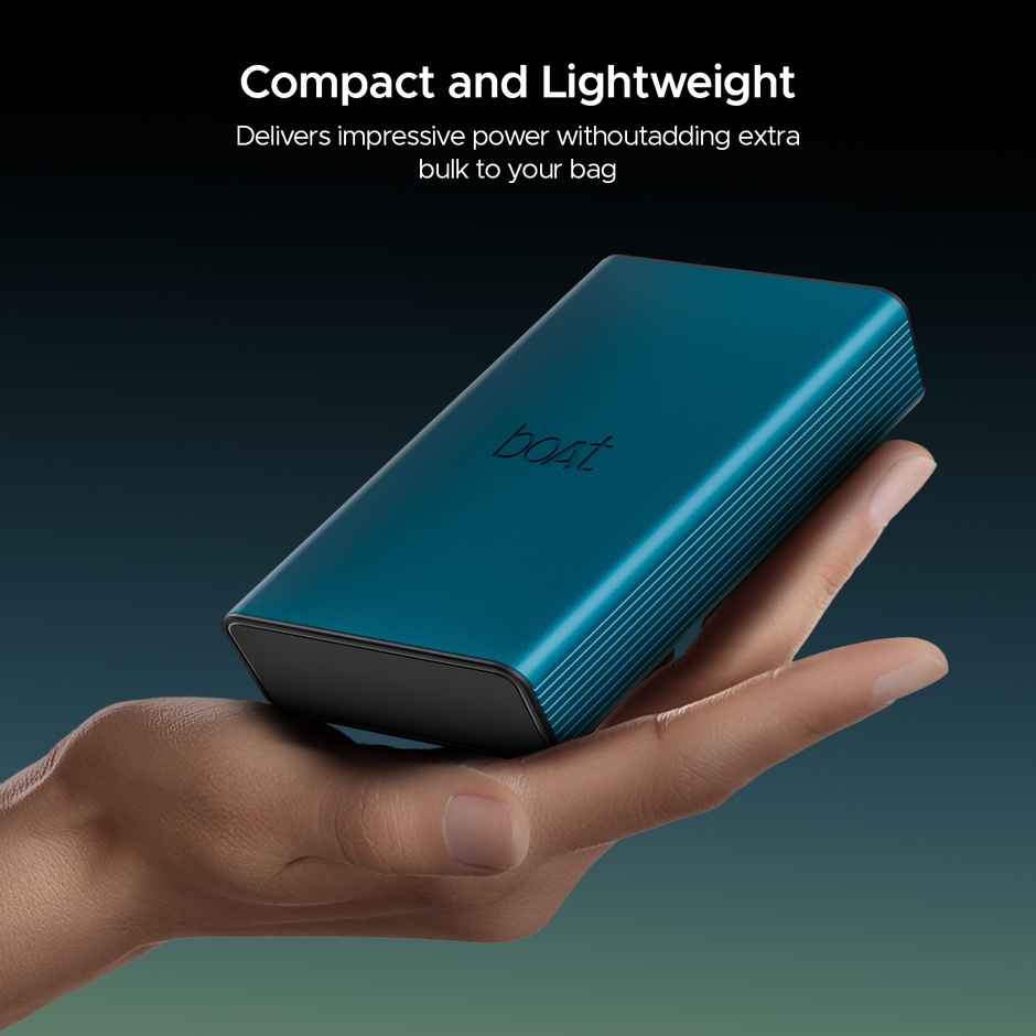 boAt Energyshroom PB400 Pro 20000mAh | Pocket Size, Compact Wired Power Bank w/USB Type-C Input (2-Way Port), 3X Output Ports, Compatible with Tablets, Smartphones, Earbuds, Smartwatch - Steel Blue