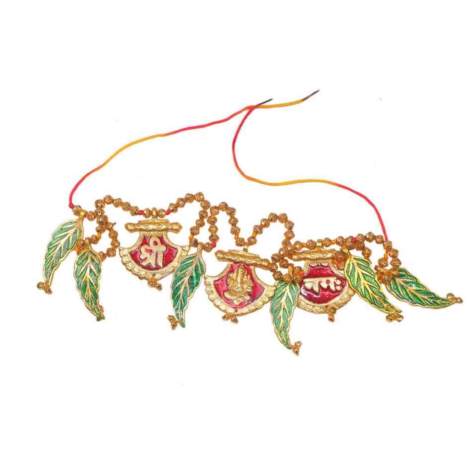 Ganesh With Beads & Mango Leaf Toran | Red & Green | Devnidhii