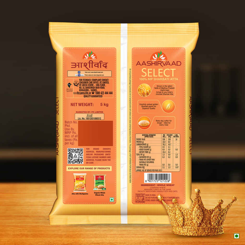Aashirvaad Select | Pure MP Sharbati Wheat Atta for Soft Makhmali Rotis
