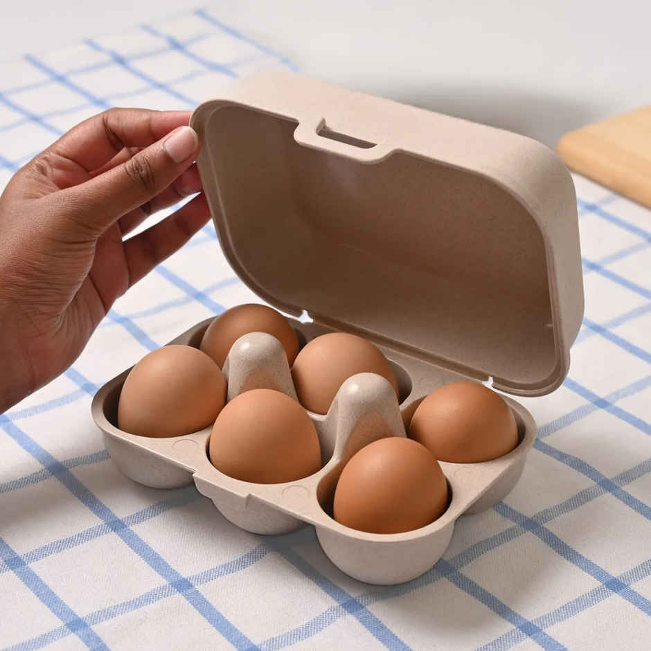 Eha Earth Friendly 6 Grid Kitchen Storage Box For Eggs With Lid| Sand Castle
