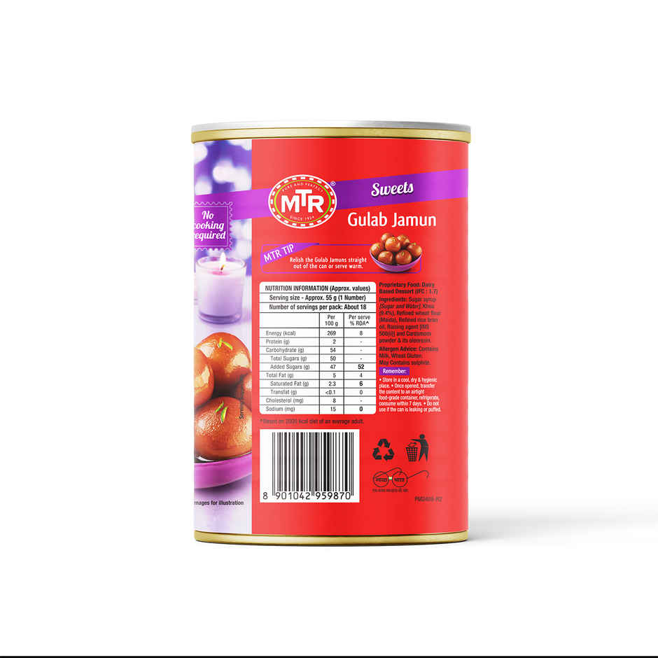 MTR Ready To Eat Gulab Jamun Tin | Soft & Sweet