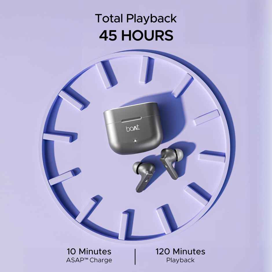 boAt Airdopes 91 TWS Earbuds with 45H Playtime, Dual Mics w/ ENx & BEAST Mode (Mist Grey)