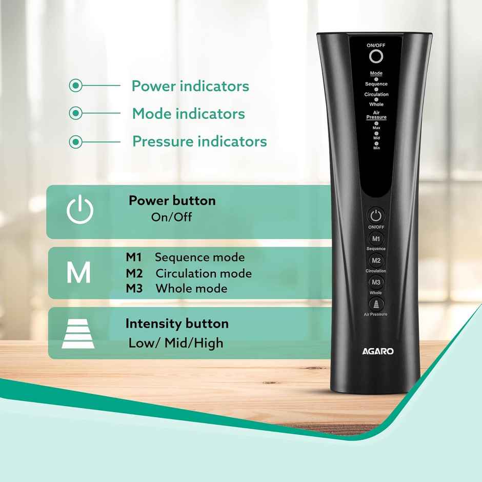 Agaro Magma Air Compression Leg Massager With Handheld Controller,3 Massage Mode Intensity For Feet