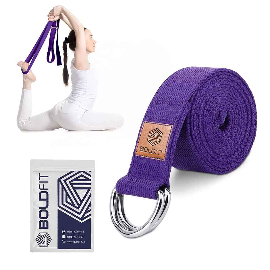 Boldfit Yoga Stretch Belt/Strap | For Daily Stretching ,Pilates, Physical Fitness - Purple