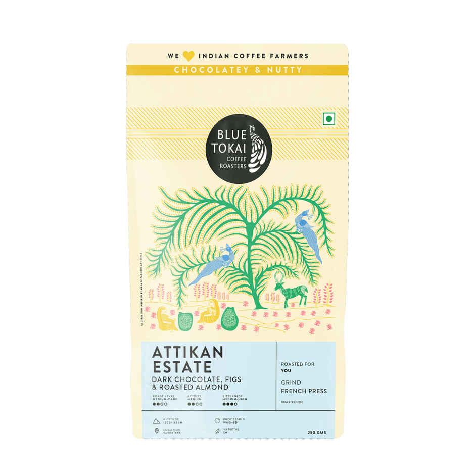 Blue Tokai Coffee Roasters Attikan Estate Medium Roast Ground Coffee