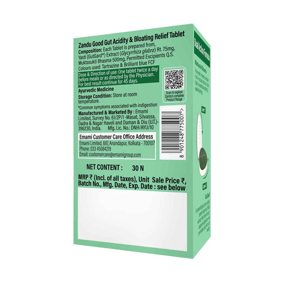 Zandu Good Gut Acidity & Bloating Relief Tablets | Relief from Acidity, Gas & Bloating