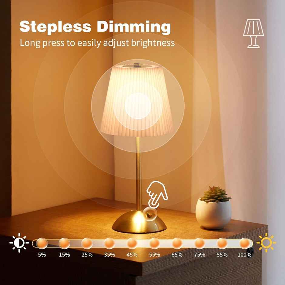 Hashwow Bedside Lamp with Metal Base Bedroom Creative Pleated Shade Night Light for Living Room