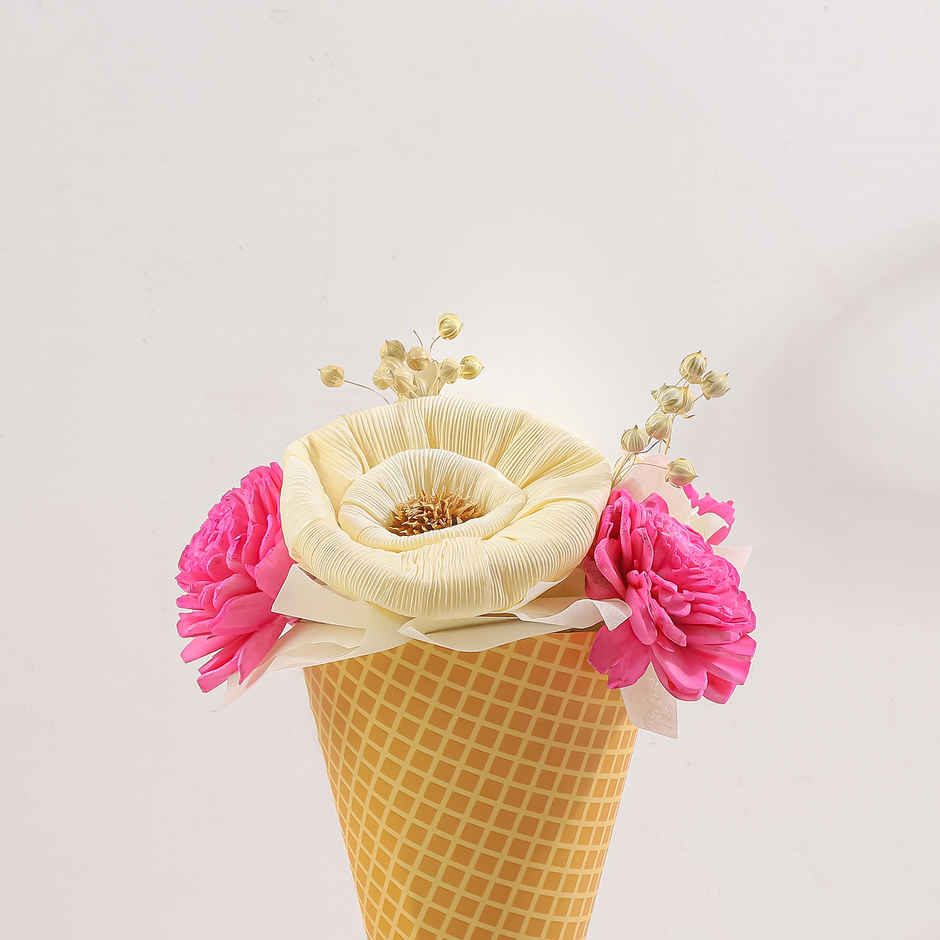 Sweet Blossom Love Waffle Cone Flower Bouquet | Ideal for Gifting | FNP