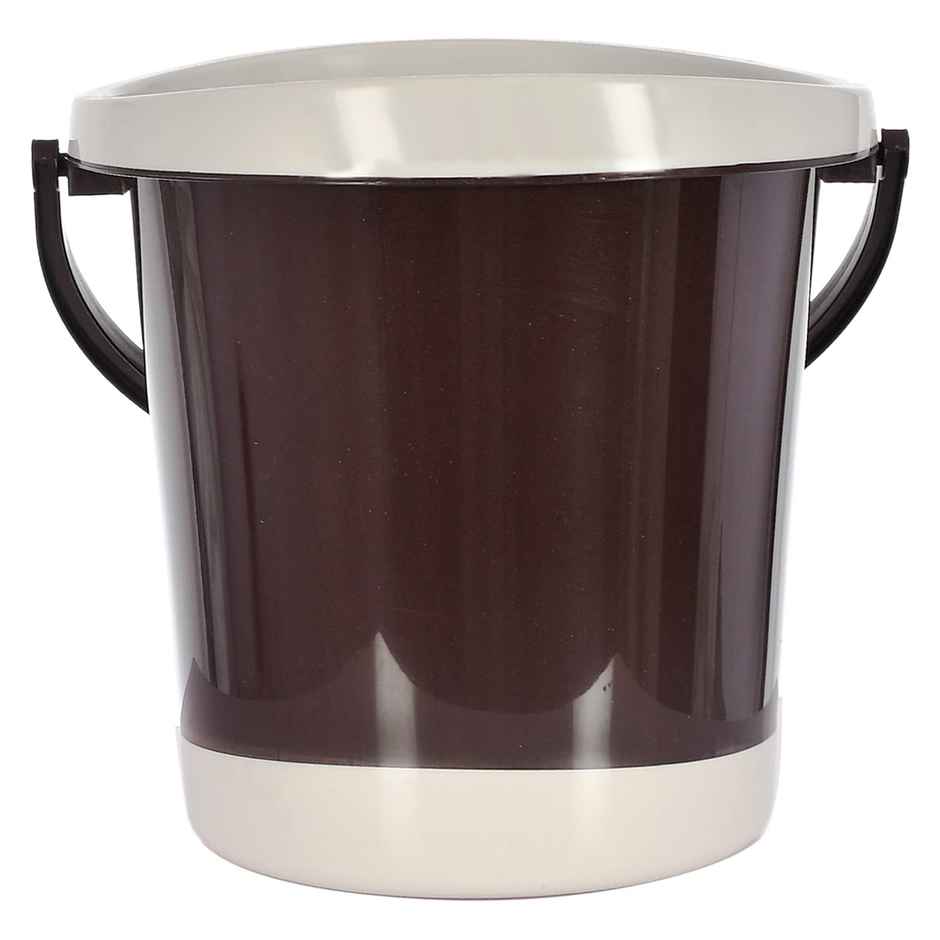 Kuber Industries Multiuses Plastic Bucket with Handle | 18 litre (Brown)-46KM0353 | Standard