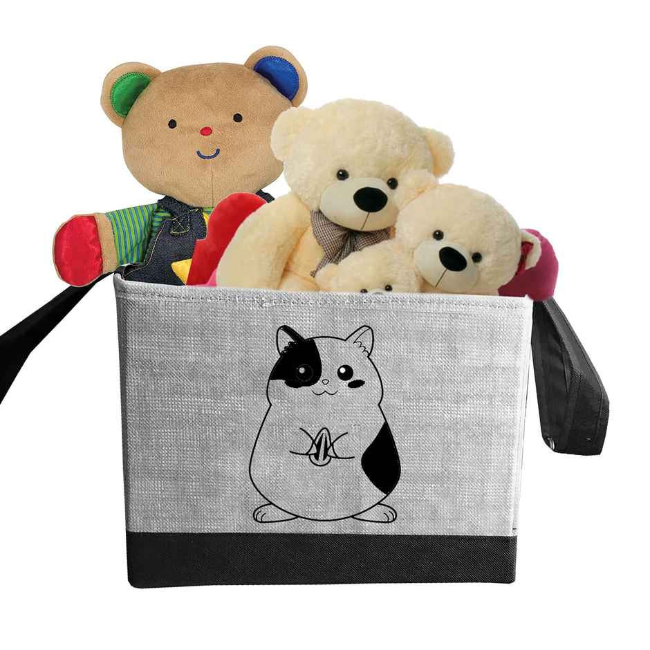 PrettyKrafts Jute Grey Toy Storage Box - Kids Organizer Bin for Toys, Books & Clothes