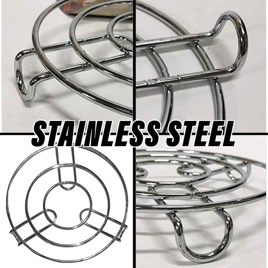 Kuber Industries Stainless Steel Iron Stand | Round Steamer Rack | Silver