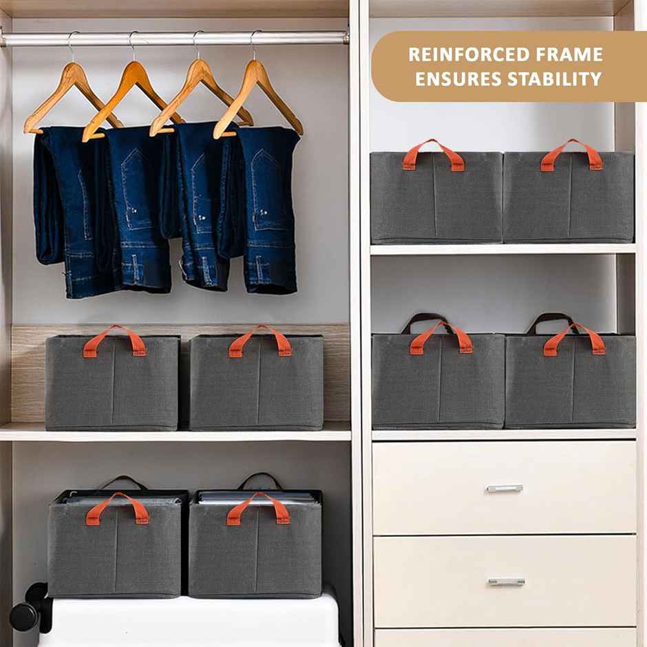 Kuber Industries Foldable Wardrobe Organisers Storage Box With Metal Frame & Handles