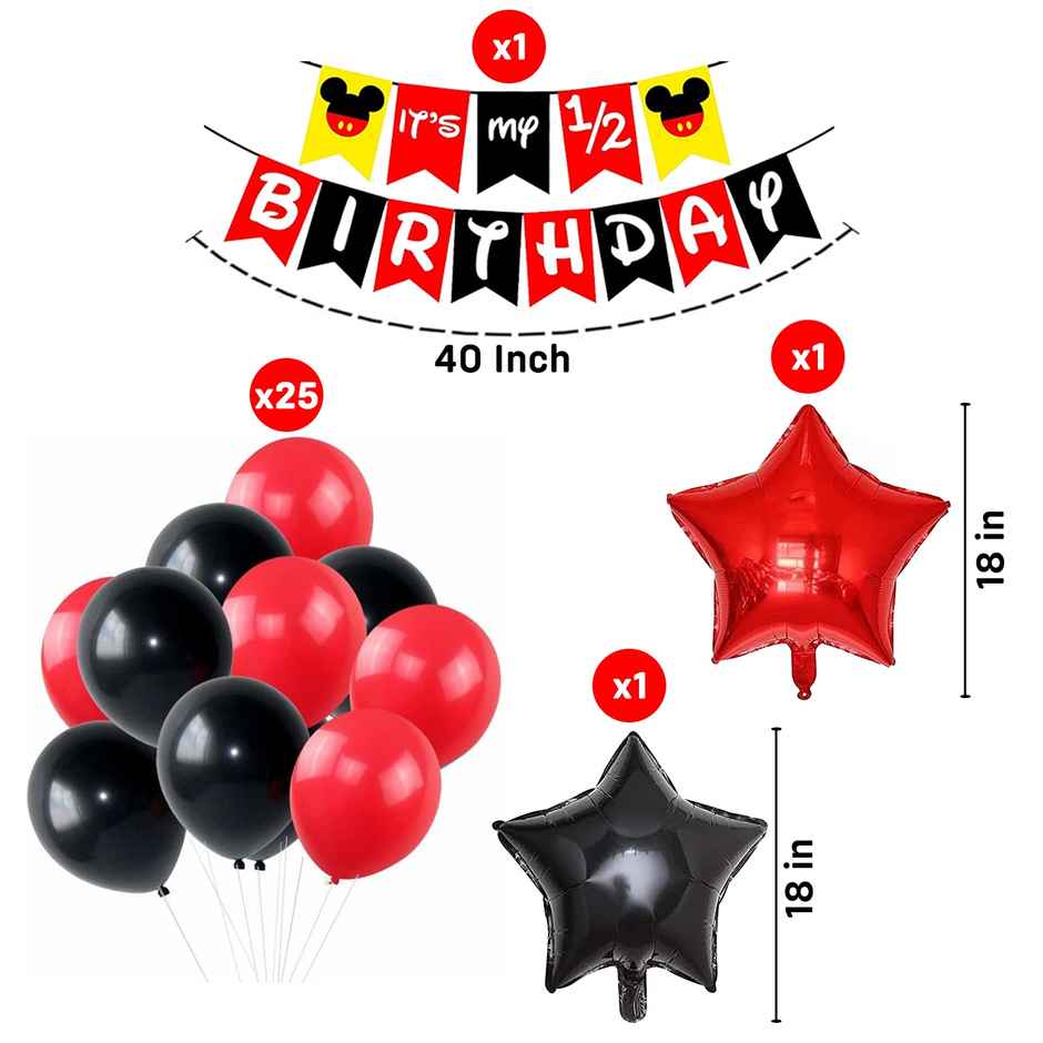 Half Birthday Decorations For Baby Boy Combo | Pack Of 28 | Party Propz