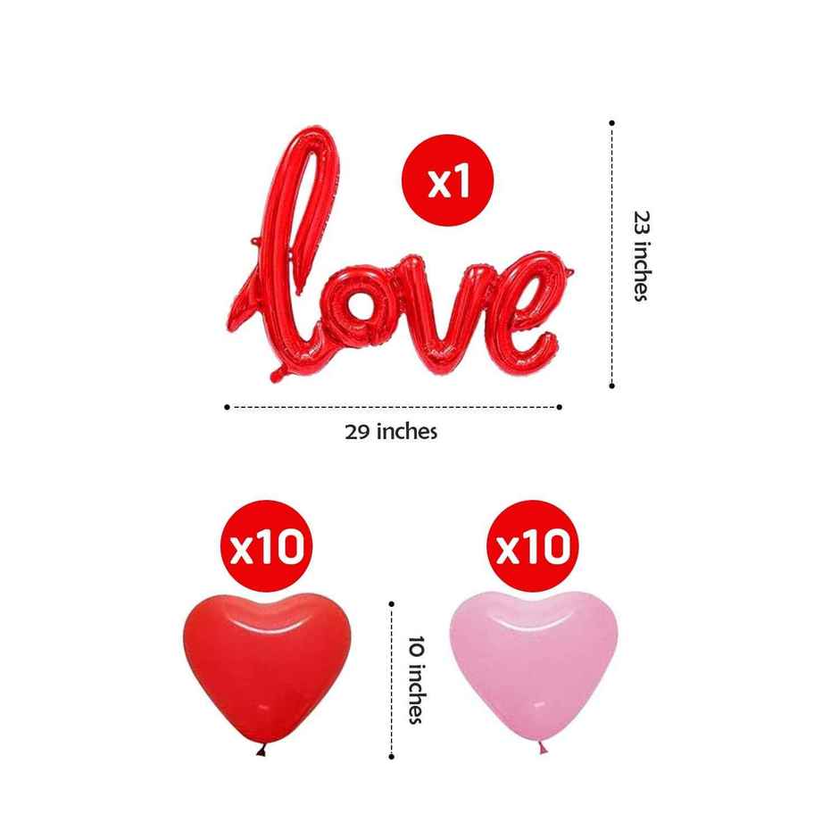 Red & Pink Love Foil Balloons for Decoration | Pack of 21 | Party Propz