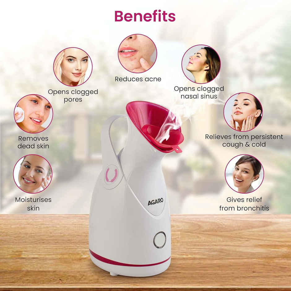Agaro Facial Steamer With Nano Ionic Hotsteaming Technology Opening Skin Pores,100 Ml Water Tank