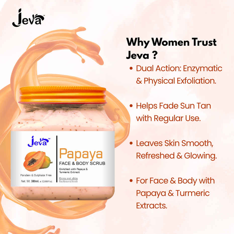 Jeva Papaya Tan Removal Scrub | Brightening & Smoothening